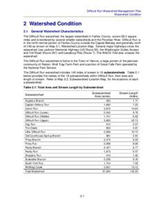 Difficult Run Watershed Management Plan Watershed Condition 2 Watershed Condition 2.1