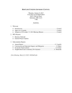 RED LINE CITIZENS ADVISORY COUNCIL Thursday, January 8, 2015 Cristo Rey Jesuit High School 420 S. Chester Street Baltimore, MD[removed]PM