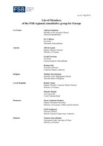 Members List of FSB RCG Europe