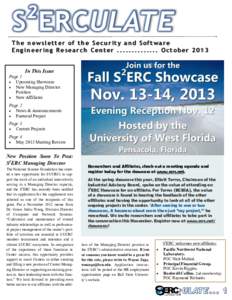 2  S ERCULATE The newsletter of the Security and Software Engineering Research Center[removed]October 2013 In This Issue