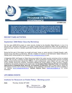 P  PROGRAM ON WATER GOVERNANCE e-ne wsletter