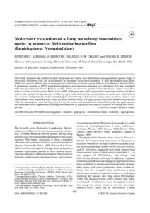 Biological Journal of the Linnean Society (2001), 72: 435–449. With 6 figures doi:[removed]bijl[removed], available online at http://www.idealibrary.com on Molecular evolution of a long wavelength-sensitive opsin in mi