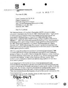 AMERICAN SOCIETY OF CONSULTANT PHARMACISTS II December 19,2002 Lester Crawford, D.V.M, Ph. D. Deputy Commissioner