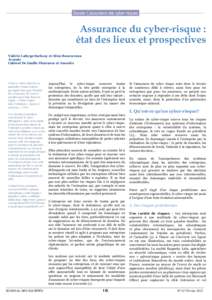 Dossier L’assurance des cyber-risques  Assurance du cyber-risque : état des lieux et prospectives Valérie Lafarge-Sarkozy et Aline Bourcereau Avocats