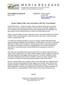 FOR IMMEDIATE RELEASE July 11, 2012 CONTACT: Tammy Algood[removed]removed]