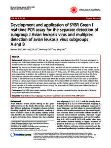 Development and application of SYBR Green I real-time PCR assay for the separate detection of subgroup J Avian leukosis virus and multiplex detection of avian leukosis virus subgroups A and B