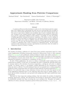 Approximate Ranking from Pairwise Comparisons Reinhard Heckel∗ Max Simchowitz?  Kannan Ramchandran?