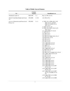 Table of Public General Statutes Act Citation Number