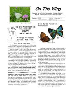 On The Wing  Newsletter of the Tennessee Valley Chapter, North American Butterfly Association January 2009