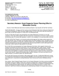 Secretary Newson: Grant Supports Career Planning Effort in Milwaukee County