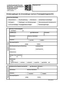 Eingangsvermerk  Landeshauptstadt Dresden Einwohner- und Standesamt Ausländerbehörde Theaterstraße 13/15