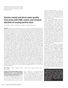 Reprinted from the Journal of Soil and Water Conservation, Volume 62, Number 6. © 2007 by the Soil and Water Conservation Society. All rights reserved.  Erosion control and storm water quality