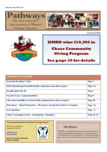 Pathways: March 2012: No. 2  A publication of ISMRD ISMRD wins $10,000 in Chase Community