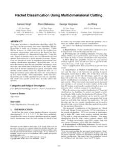 Packet Classification Using Multidimensional Cutting Sumeet Singh Florin Baboescu  George Varghese