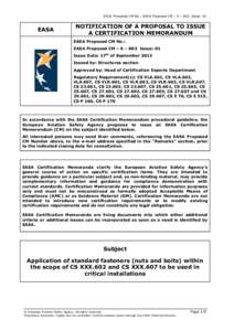 EASA Proposed CM No.: EASA Proposed CM – S – 003 Issue: 01  EASA NOTIFICATION OF A PROPOSAL TO ISSUE A CERTIFICATION MEMORANDUM