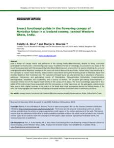 Mongabay.com Open Access Journal - Tropical Conservation Science – Special Issue Vol.6 (5):, 2013  Research Article Insect functional guilds in the flowering canopy of Myristica fatua in a lowland swamp, central