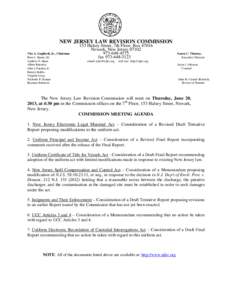 NEW JERSEY LAW REVISION COMMISSION Vito A. Gagliardi, Jr., Chairman Peter J. Barnes III Andrew O. Bunn Albert Burstein John J. Farmer, Jr.