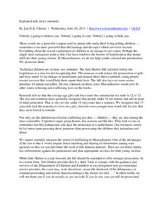 Child sexual abuse / Commercial sexual exploitation of children / Human trafficking / Laws regarding prostitution / Prostitution in Canada / Crime / Human behavior / Girls Educational and Mentoring Services / Human trafficking in the Philippines / Child prostitution / Child labour / Human sexuality