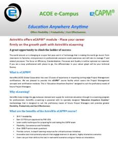 AstroWix offers eCAPM® module - Place your career firmly on the growth path with AstroWix eLearning A great opportunity to climb the ladder of success