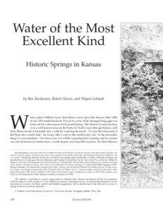 Water of the Most Excellent Kind Historic Springs in Kansas