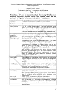 This is not an agreement in terms of the Requirements of Writing (Scotland) ActAny agreement between parties must be self-proving Draft Heads of Terms Option and Lease for [ ] Community Wind Scheme Page 1 of