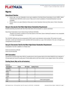 NATIONAL ASSOCIATION OF INTERCOLLEGIATE ATHLETICS ELIGIBILITY CENTER INTERNATIONAL DIRECTORY Nigeria Educational Timeline 