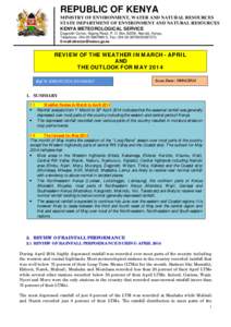 REPUBLIC OF KENYA MINISTRY OF ENVIRONMENT, WATER AND NATURAL RESOURCES STATE DEPARTMENT OF ENVIRONMENT AND NATURAL RESOURCES