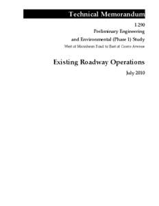 Technical Memorandum I-290 Preliminary Engineering and Environmental (Phase 1) Study West of Mannheim Road to East of Cicero Avenue