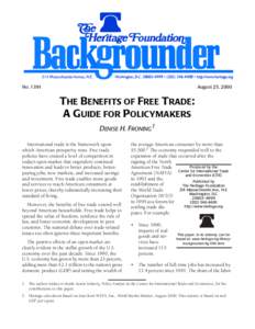 No[removed]August 25, 2000 THE BENEFITS OF FREE TRADE: A GUIDE FOR POLICYMAKERS