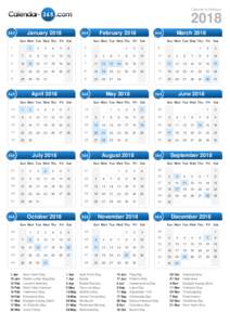 Calendar & HolidaysJanuary 2018 Sun Mon Tue Wed Thu Fri 1