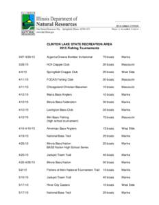 CLINTON LAKE STATE RECREATION AREA 2015 Fishing Tournaments[removed]Argenta/Oreana Bomber Invitational