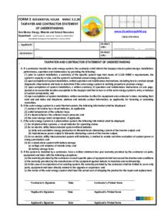 FORM 3 RESIDENTIAL SOLAR NMACFor ECMD USE Only TAXPAYER AND CONTRACTOR STATEMENT OF UNDERSTANDING