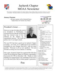 Jayhawk Chapter MOAA Newsletter This newsletter is published bimonthly by the Jayhawk Chapter of Kansas, Military Officers Association of America, as a service