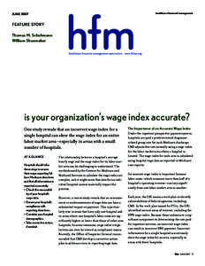 healthcare financial management  JUNE 2007 FEATURE STORY Thomas M. Schuhmann