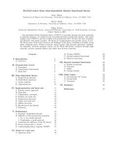 Excited states from time-dependent density functional theory Peter Elliott Department of Physics and Astronomy, University of California, Irvine, CA 92697, USA