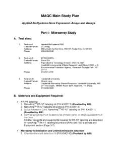 MAQC Main Study -Data Generation Plan (Draft)