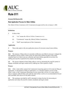 Rule 011: Application Process for Water Utilities