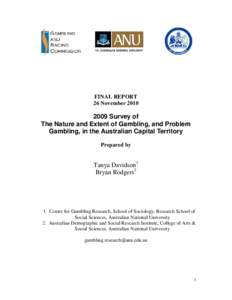 FINAL REPORT 26 NovemberSurvey of  The Nature and Extent of Gambling, and Problem