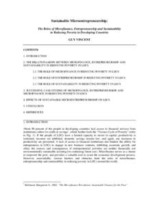 THE ROLE OF MICROFINANCE, ENTREPRENEURSHIP AND SUSTAINABILITY IN REDUCING POVERTY IN LESS-DEVELOPED COUNTRIES