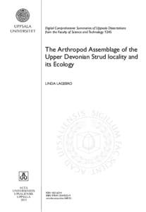 Digital Comprehensive Summaries of Uppsala Dissertations from the Faculty of Science and Technology 1245 The Arthropod Assemblage of the Upper Devonian Strud locality and its Ecology