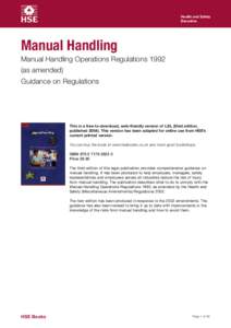 Health and Safety Executive Manual Handling Manual Handling Operations Regulationsas amended)