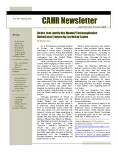 Fall 2011–Spring[removed]CAHR Newsletter Cornell Advocates for Human Rights  Articles: