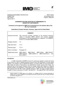 Comments to the approval at MEPC 65 of amendments to the effective date of the NOx Tier III standards - MEPC[removed]December 24, 2013)