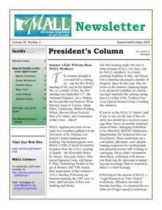 Newsletter Volume 30, Number 2 September/October[removed]President’s Column