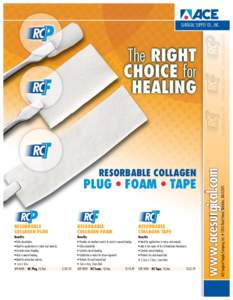 SURGICAL SUPPLY CO., INC.  PLUG • FOAM • TAPE RESORBABLE COLLAGEN PLUG