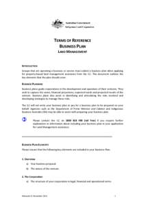 TERMS OF REFERENCE  BUSINESS PLAN  LAND MANAGEMENT       