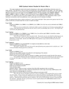 DRB Graduate Student Timeline for Masters Plan A This option emphasizes bench-work research culminating in a thesis paper and defending within the context of a public seminar. The expectation is that your thesis will tra