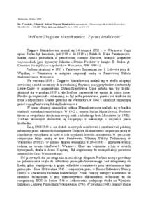 Mazur.doc, 20 lipca 1999 Por. T.Lewiński, R.Nagórski, Profesor Zbigniew Mazurkiewicz-wspomnienie, J.Theoret.Appl.Mech.(Mech.Teoret.Stos[removed]No 1, [removed]Wersja skrócona: ibidem 37, Nr.4 , 1999, str[removed]