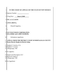 1  IN THE COURT OF APPEALS OF THE STATE OF NEW MEXICO 2 Opinion Number: 3 Filing Date: