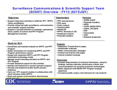 Surveillance Communications & Scientific Support Team (SCSST) Overview -FY13 (927ZJQY)